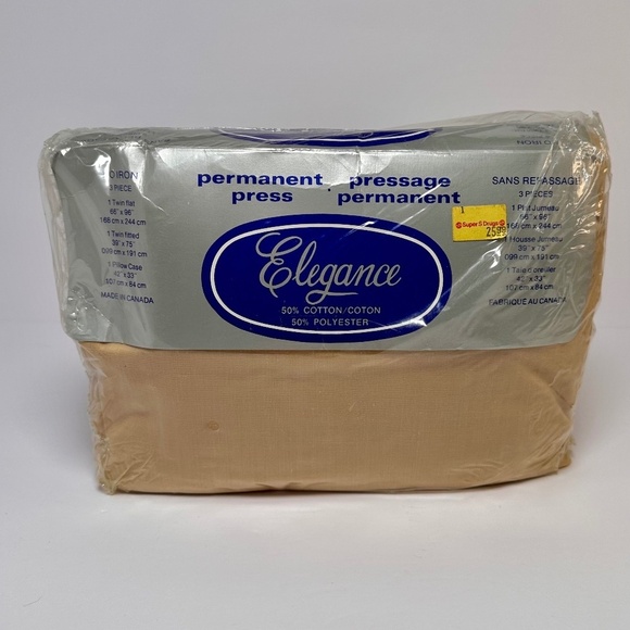 Elegance Other - Vintage Elegance Permanent Press Sheet Set – Twin – 3-Piece – Neutral Beige –NIB